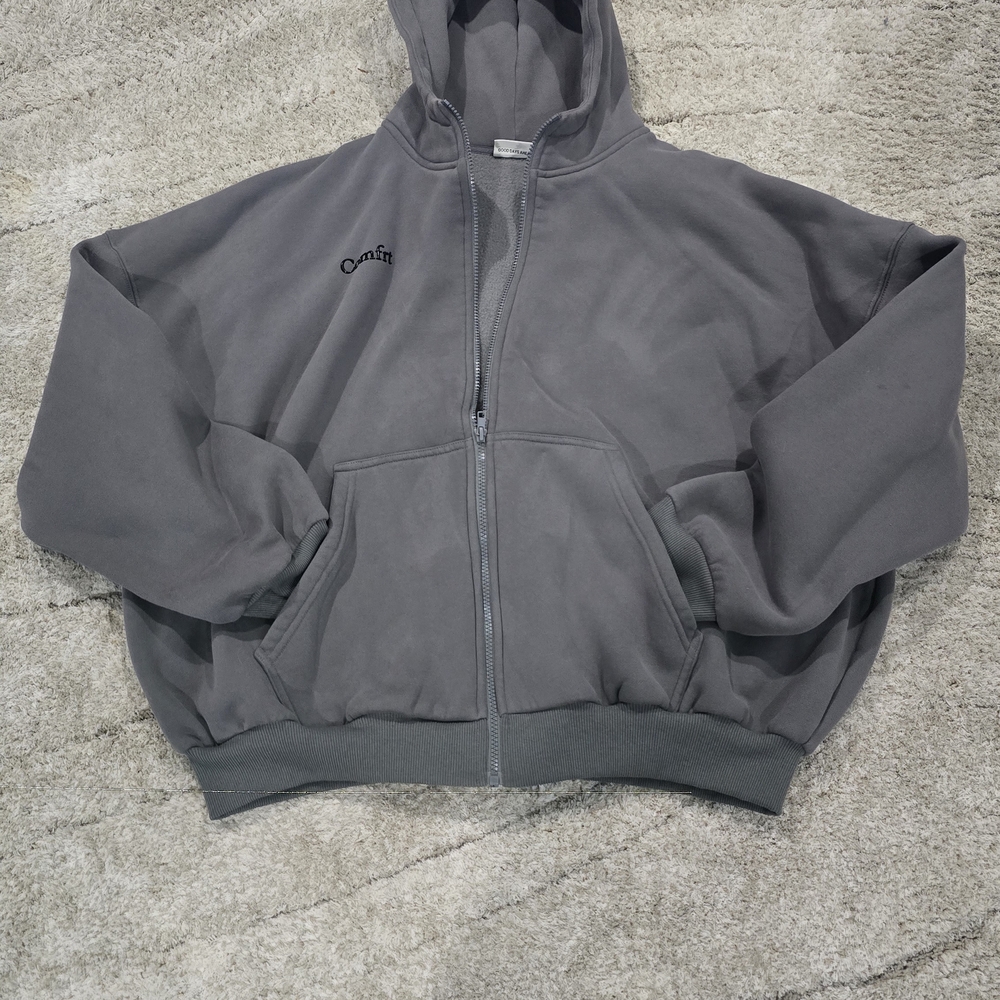 Comfort Cloud Oversized Wolf Gray Sweatpants And Zip Up Hoodie Men Women - Picture 4 of 9
